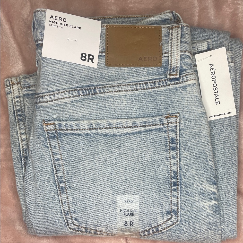 Aeropostale Light Blue Distressed Flare Jeans